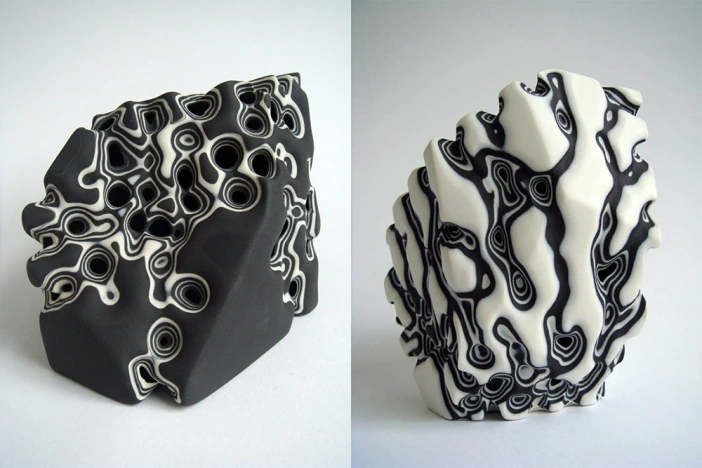 Layered Porcelain Sculptures Sandblasted to Mimic Biological Forms