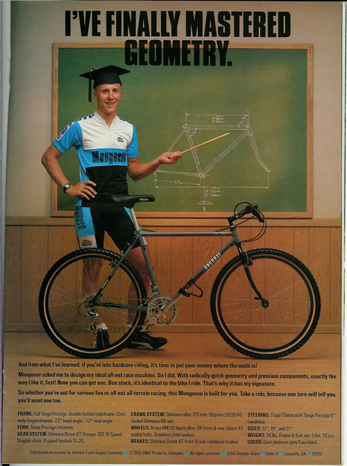 Ad for Mongoose Mountain Bike featuring John Tomac